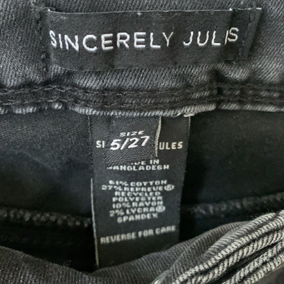 Sincerely Jules Black Flare Wide Leg Jeans High Waisted and FrayHem women SZ 27 - Picture 5 of 14